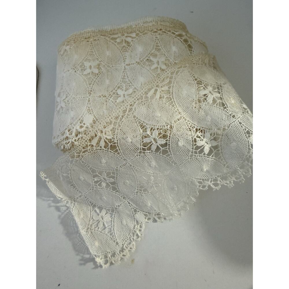 Vintage Lace Trim 6 Yards Floral Ivory Cotton Bridal Sewing Antique